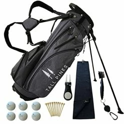 Deals 😀 Golf Durable Canvas Stand Bag W/ Golf Accessories Kit, 5-Way Divider Stand Golf Bag W/ Golf Accessories For Men & 👩 Women, 7-Pocket Golf Club Bags, Water-Resistant Golf Bags For 👩 Women & M ✔️