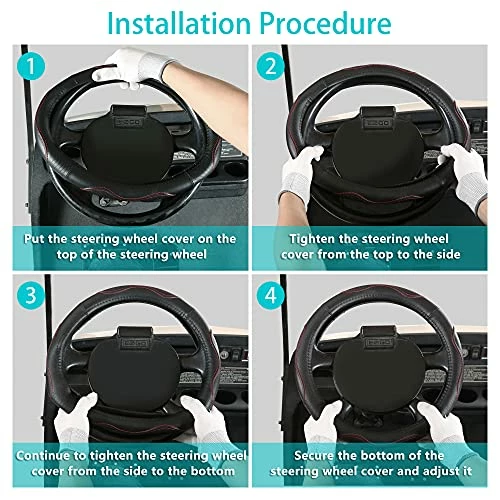 Deals π Premium PU Leather Steering Wheel Cover For EZGO Golf Cart, 13 Inch Black Red π 5 Deals π Premium PU Leather Steering Wheel Cover For EZGO Golf Cart, 13 Inch Black Red π - Image 3
