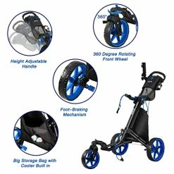 Flash Sale 👏 KVV 3 Wheel 360 Rotating Front Wheel Golf Push Cart Open And Close In ONE Second-Free Umbrella Holder Included Red/black 🔥 -FootJoy shop 51gB8JFXELL