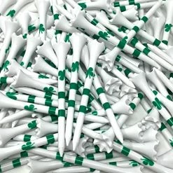 Outlet 🛒 NorthPointe Four Leaf Clover/Shamrock 3 ¼” Plastic Golf Tees – White With Green - 100 Tees In Bulk 🌟