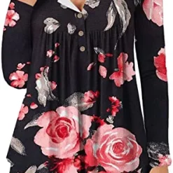 Hot Sale 🔥 JJHAEVDY Womens Floral Tie-Dye Tops V Neck T-Shirts Button Up Tunic Casual Flowy Pleats Tanks Long Sleeve Blouses 5-red 😍 25 Hot Sale 🔥 JJHAEVDY Womens Floral Tie-Dye Tops V Neck T-Shirts Button Up Tunic Casual Flowy Pleats Tanks Long Sleeve Blouses 5-red 😍 -FootJoy shop 51jFoNLw 7L. AC