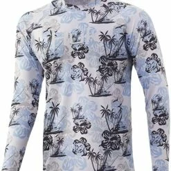 Outlet 🥰 HUK Men's Pattern Pursuit Long Sleeve Performance Fishing 👚 Shirt Stone Shore - Blue Fog 🔔 -FootJoy shop 51ncY38zSDS. AC