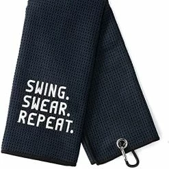 Wholesale 😉 Swing Swear Repeat Golf Towel, Embroidered Towels For Golf With Clips, Wipe Golf Clubs, Golf Accessories For Men (Black) ✔️ -FootJoy shop 51oEqTnxnfL. AC