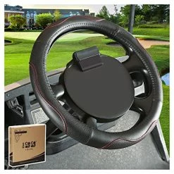Budget ✨ Golf Cart Steering Wheel Cover For EZGO TXT & RXV, Anti Slip Leather Cover Easy To Install And Feels Good In Handling Black+ Gray 🔔