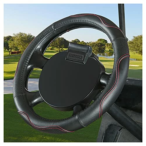 Deals π Premium PU Leather Steering Wheel Cover For EZGO Golf Cart, 13 Inch Black Red π 3 Deals π Premium PU Leather Steering Wheel Cover For EZGO Golf Cart, 13 Inch Black Red π