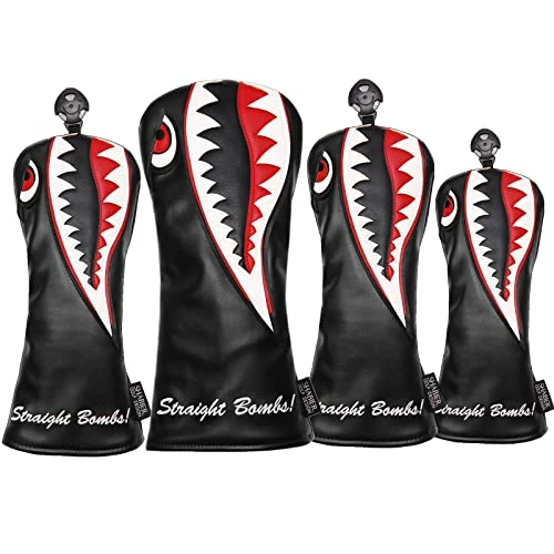 Budget π Black Flying Tiger Warshark Golf Driver Headcover For Taylormade M3 M4 M5 M6 SIM Golf Club Available For Driver Size Wood Size Rescue Size π 5 Budget π Black Flying Tiger Warshark Golf Driver Headcover For Taylormade M3 M4 M5 M6 SIM Golf Club Available For Driver Size Wood Size Rescue Size π - Image 3