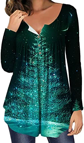 Hot Sale 🔥 JJHAEVDY Womens Floral Tie-Dye Tops V Neck T-Shirts Button Up Tunic Casual Flowy Pleats Tanks Long Sleeve Blouses 5-red 😍 4 Hot Sale 🔥 JJHAEVDY Womens Floral Tie-Dye Tops V Neck T-Shirts Button Up Tunic Casual Flowy Pleats Tanks Long Sleeve Blouses 5-red 😍 - Image 2