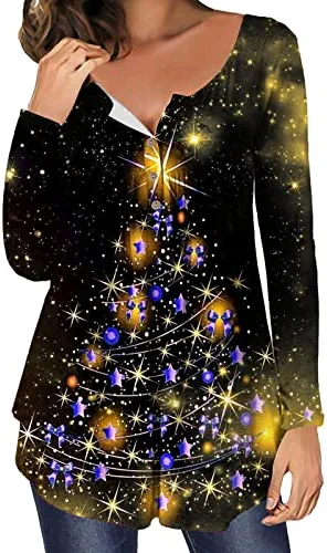 Hot Sale 🔥 JJHAEVDY Womens Floral Tie-Dye Tops V Neck T-Shirts Button Up Tunic Casual Flowy Pleats Tanks Long Sleeve Blouses 5-red 😍 5 Hot Sale 🔥 JJHAEVDY Womens Floral Tie-Dye Tops V Neck T-Shirts Button Up Tunic Casual Flowy Pleats Tanks Long Sleeve Blouses 5-red 😍 - Image 3