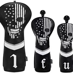 Best Sale 👍 Mytag Golf Skull Skeleton Head Cover Golf Club Black Leather Headcovers Set Fits Driver Fairway Wood Hybrid Utility Putter Iron Wedge Headcover 🎁 -FootJoy shop 51ym268SnLL. AC