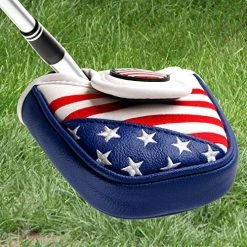 Budget 🤩 Golf Golf Putter Cover, Golf Club Head Covers Mallet Putter Headcover Synthetic Leather Golf Blade Putter Cover With Magnetic Closure & America USA Style For Golf Putter Covers For Blade Putter Covers 😍 -FootJoy shop 610nohocWUL