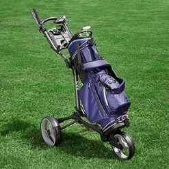 Flash Sale 🧨 KVV 3 Wheel Golf Push Cart Ultra Lightweight Smallest Folding Size, New-Version Scorecard Holder Charcoal 👏 -FootJoy shop 61yBvtBvlVL